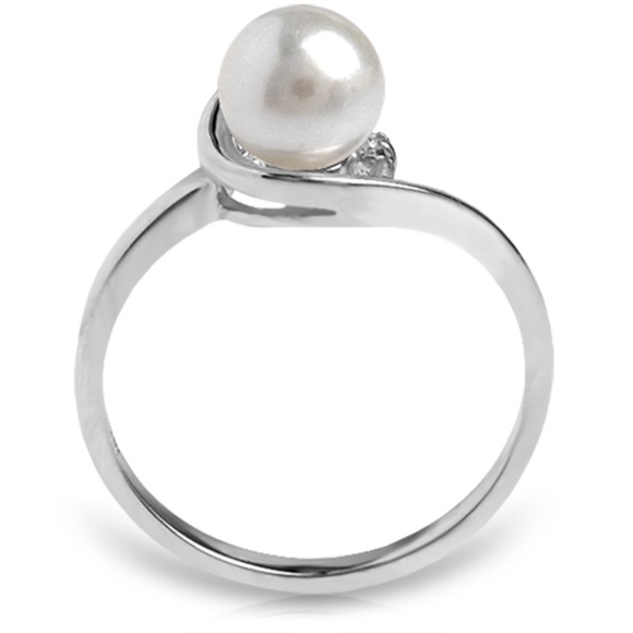 GOLD RING WITH NATURAL DIAMOND & PEARL - Picture 2 of 5